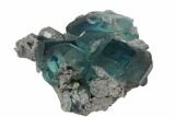 Blue-Green Fluorite on Sparkling Quartz - China #120332-1